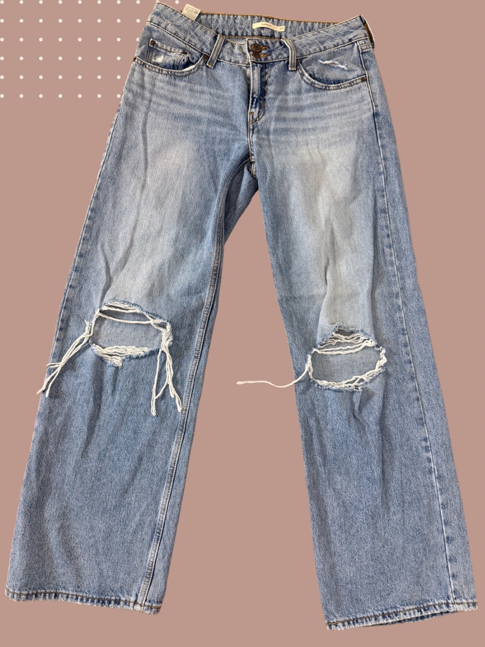 Levi’s Superlow Jeans Size 29 Light Wash Distressed Baggy Wide Leg Y2K